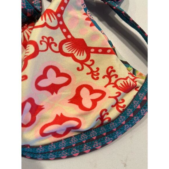 Maaji Size Small Triangle Bikini Top Colorful Floral Print Swim Artsy Tie Back - Picture 4 of 9